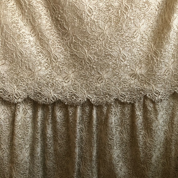 Cream Lace Knee Length Dress with Lace Edging - Picture 2 of 4